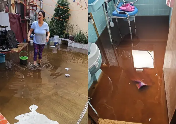 Fuga de agua inunda viviendas en San Juan de Aragón; acusan omisión de autoridades