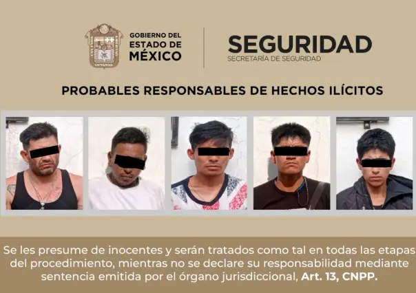 Detienen a cinco hombres que viajaban en presuntas motos robadas en el Edomex