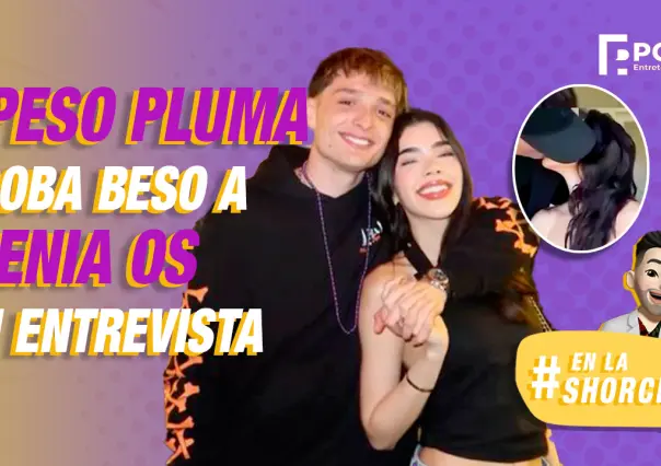 Kenia Os no puede resistirse y le da un beso a Peso Pluma durante una entrevista