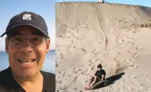 Así disfrutó Yordi Rosado en La Paz practicando sandboarding en las dunas Así disfrutó Yordi Rosado en La Paz practicando sandboarding en las dunas