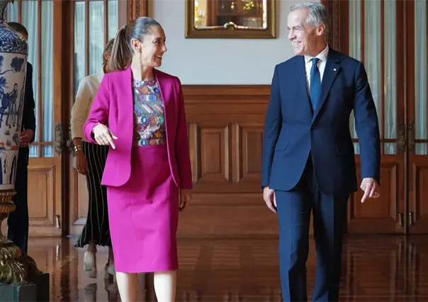Claudia Sheinbaum recibe a Mark Carney, primer ministro de Canadá, en Palacio Nacional