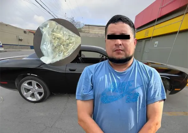 Policía de Monterrey asegura droga y detiene a conductor de auto robado