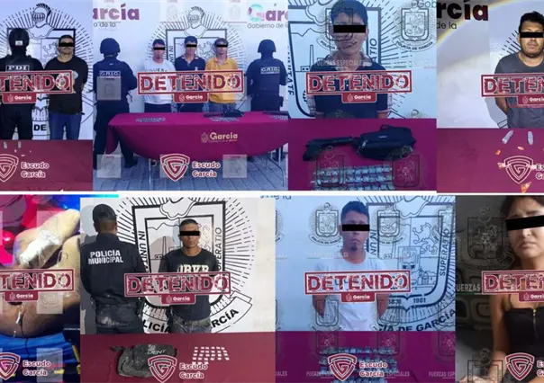 Capturan a 9 presuntos delincuentes en García; aseguran armas y vehículos con reporte de robo
