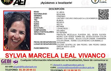 Sylvia Marcela Leal Vivanco desaparece en el centro de San Pedro Garza García