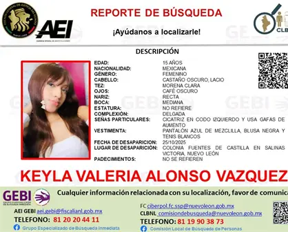 Desaparece jovencita de 15 años en Salinas Victoria, Nuevo León