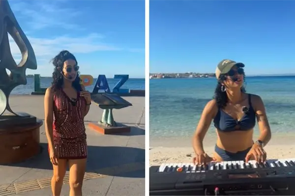 Flor Amargo lleva su "Magia" al malecón de La Paz con un performance frente al mar Flor Amargo lleva su "Magia" al malecón de La Paz con un performance frente al mar