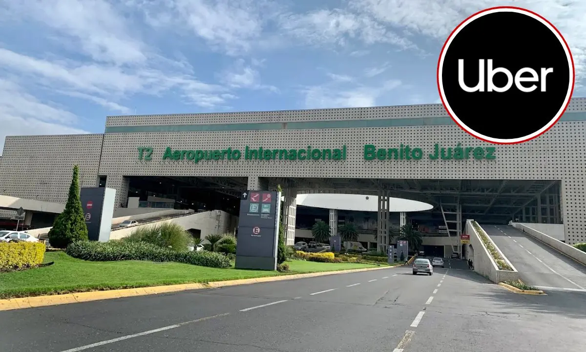 Terminal 2 del AICM, logo Uber.   Foto: Google Maps | Facebook (Uber) | Canva