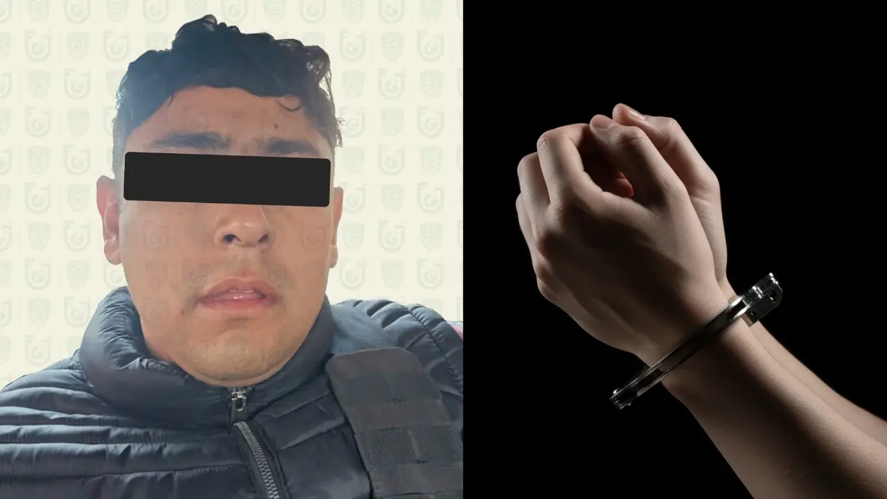 Máximo N presunto cómplice e imagen de manos esposadas| Fiscalía CDMX | Gemini IA | Canva