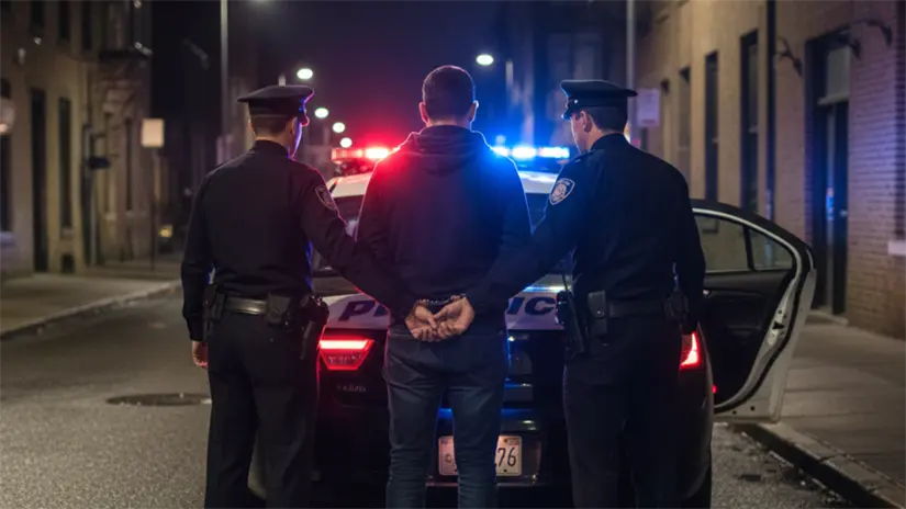 imagen recuadro Persona detenida por policías | Gemini IA