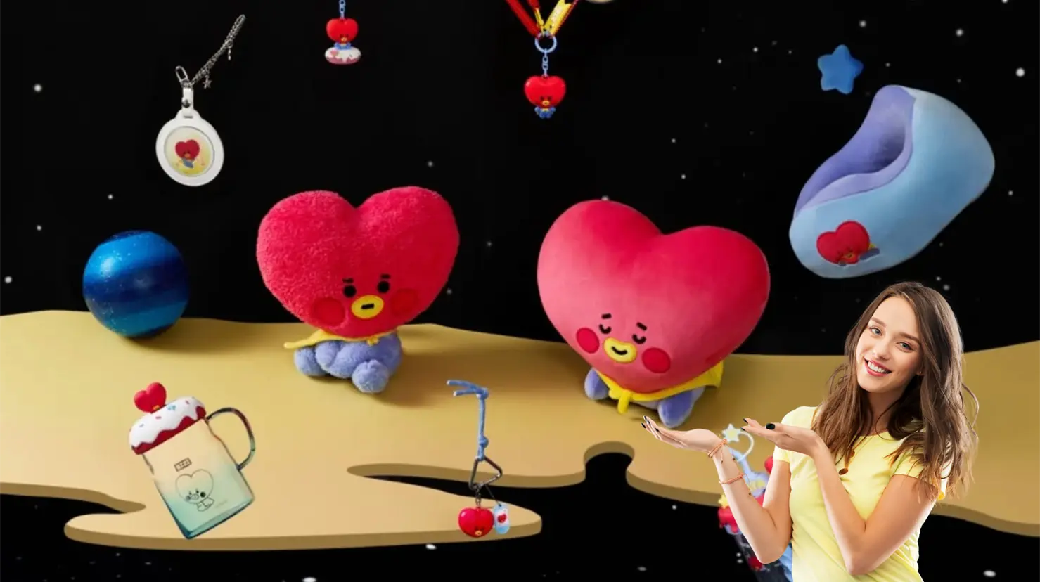 Miniso tiene una amplio catálogo de productos, en donde destacan los peluches de diferentes personajes. | Foto: Facebook Miniso México-Canva