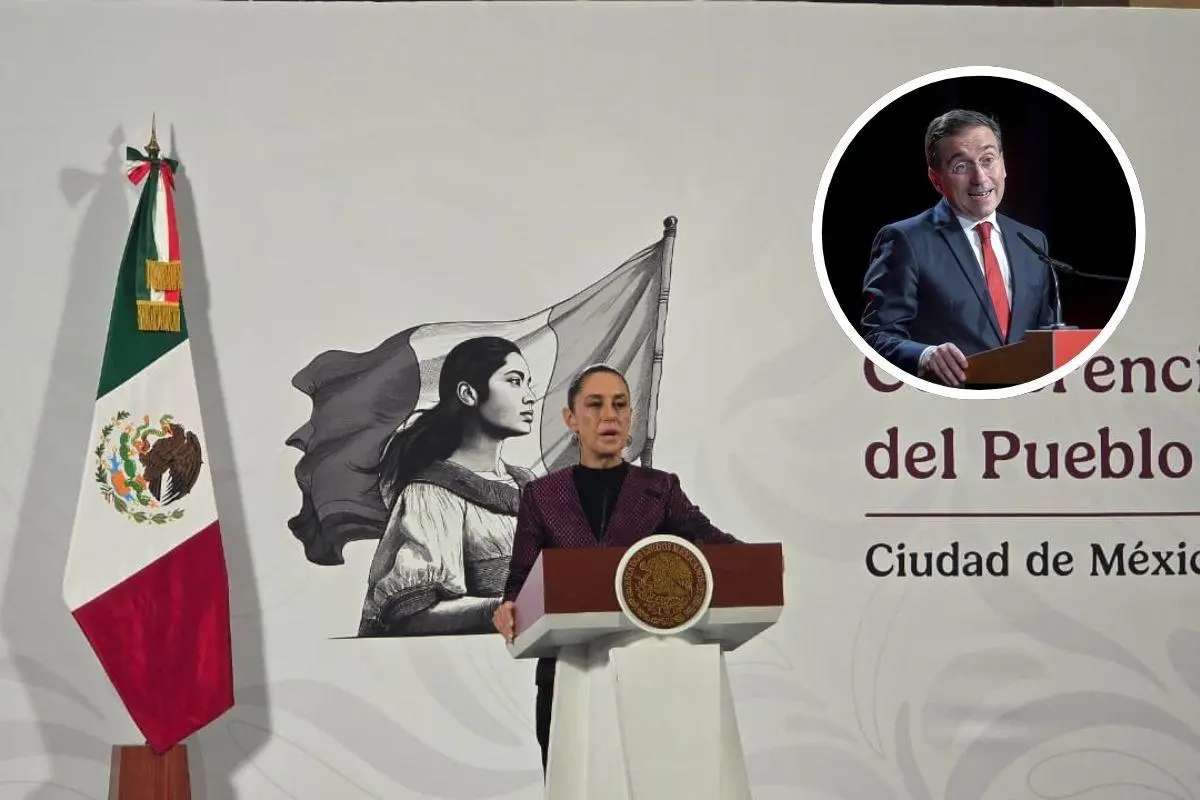 Claudia Sheinbaum y José Manuel Albares. Foto: Mario Flores / Canva