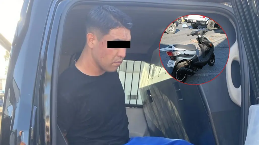 Detienen a hombre que circulaba en motocicleta robada en el centro de Monterrey