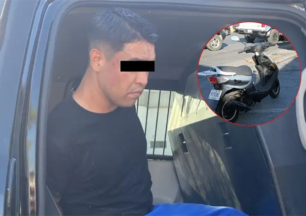 Detienen a hombre que circulaba en motocicleta robada en el centro de Monterrey
