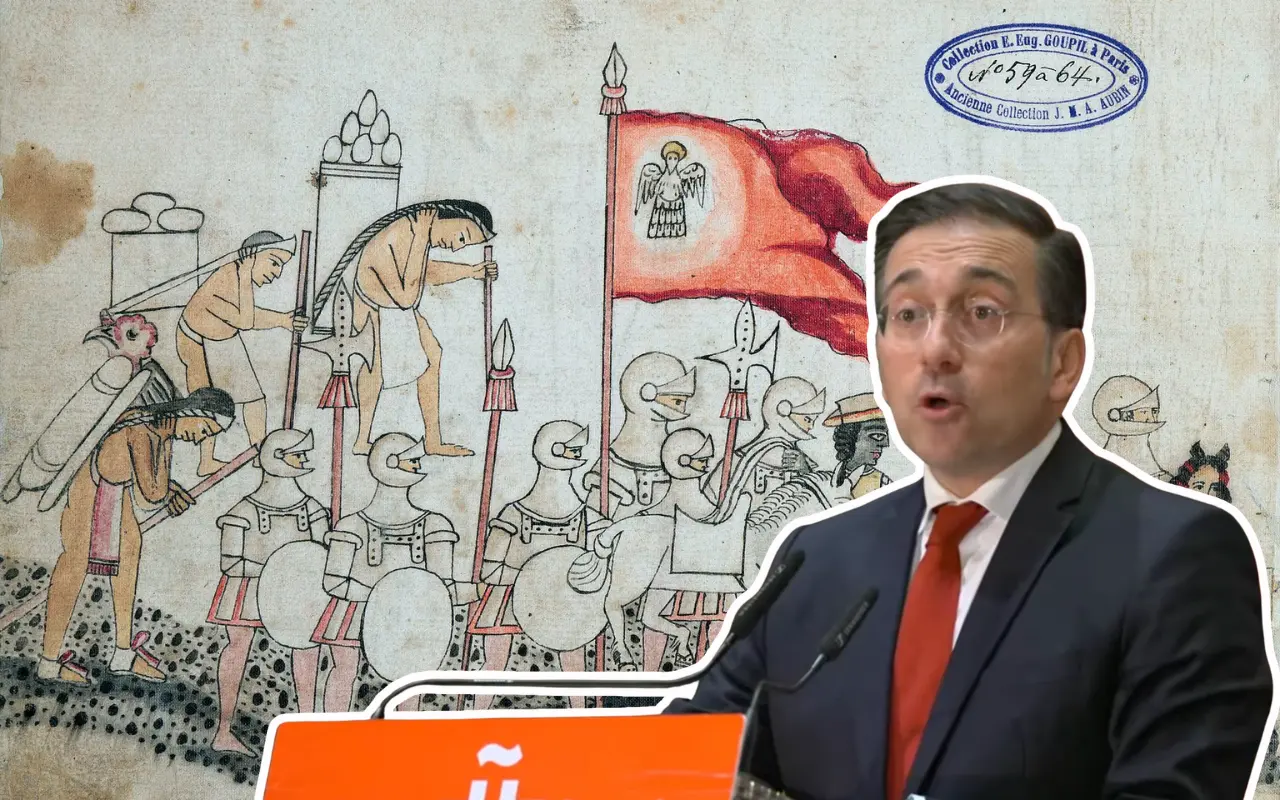 José Manuel Albares y códice Azcatitlán. Foto: Codex Azcatitlán / Captura de pantalla: X (@rtvenoticias)