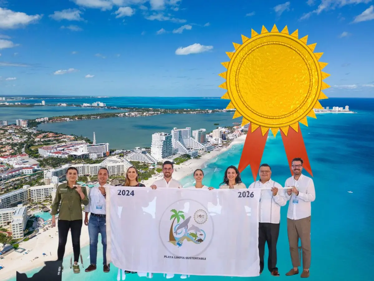 Cancún se consolidó durante el quinto encuentro Playas Sustentables 2025 como líder mundial del rubro al tener 7 certificaciones de playas sustentables.- Fuente Canva y IMEEC