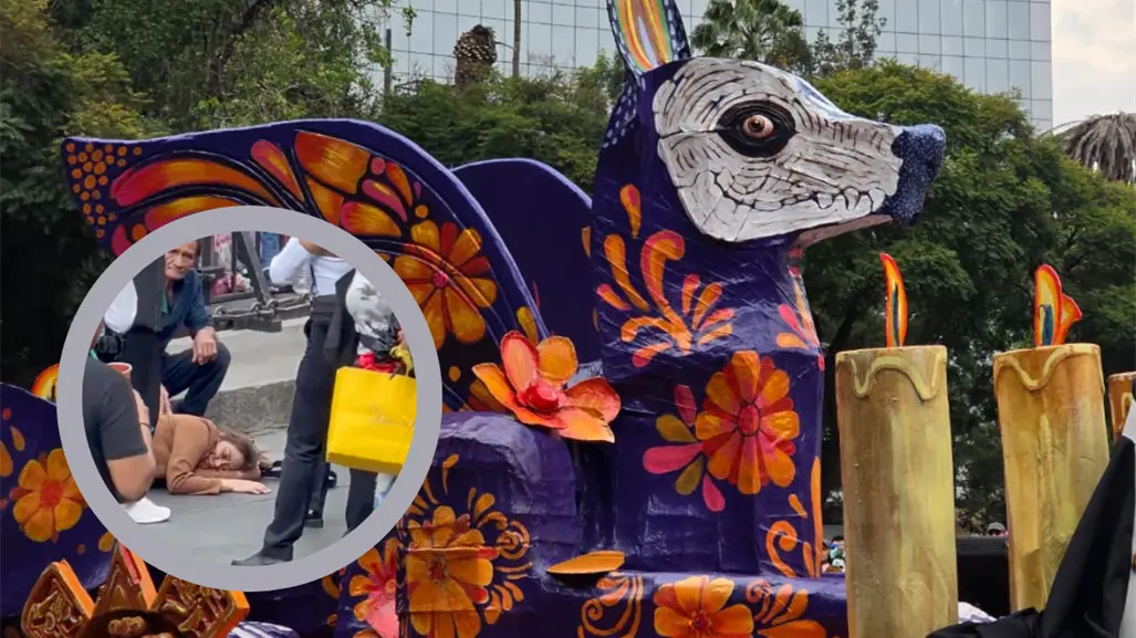VIDEO | Mujer convulsiona y tardan 26 minutos en auxiliarla en el Desfile de Día de Muertos 2025