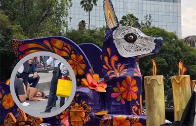 VIDEO | Mujer convulsiona y tardan 26 minutos en auxiliarla en el Desfile de Día de Muertos 2025