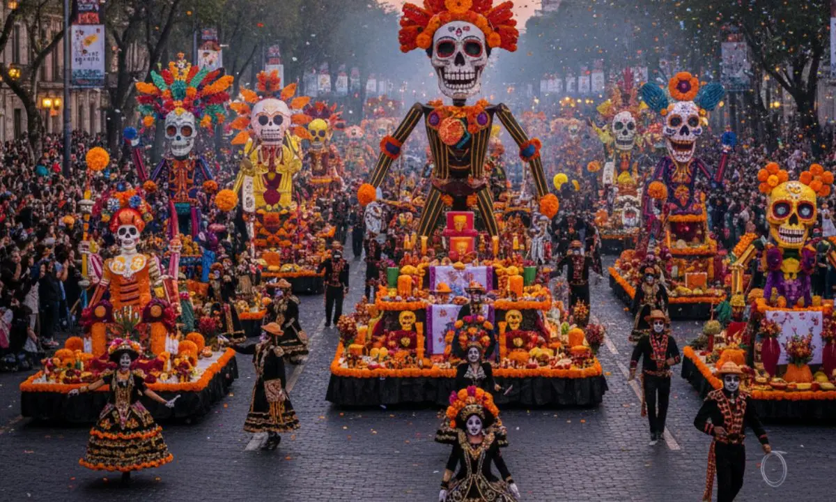 Desfile de Día de Muertos en CDMX. Foto: creada IA