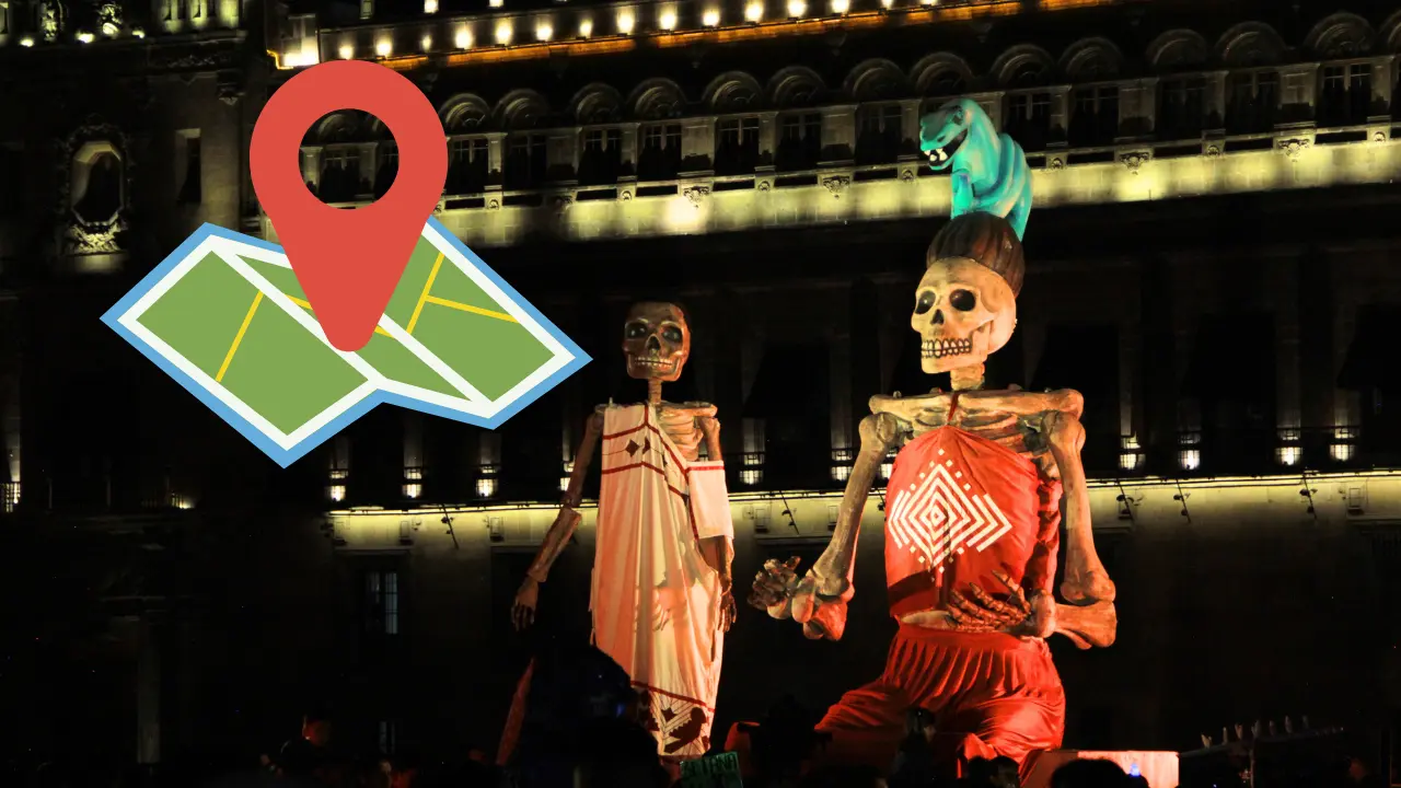 Calaveras en ofrenda monumental CDMX | Foto: Ximena Vargas | Canva