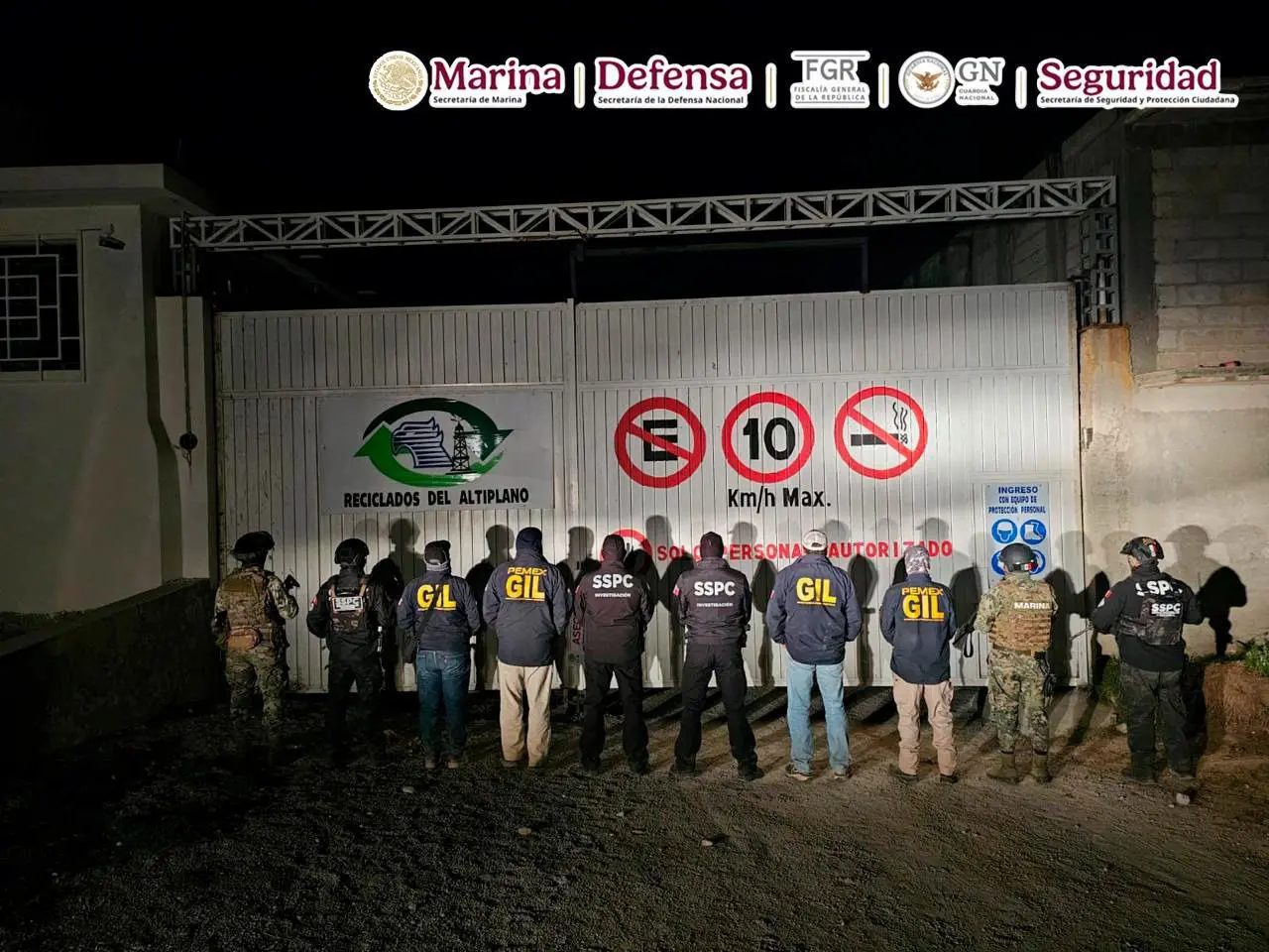 Aseguran empresa fachada dedicada al huachicol en Perote, Veracruz; hay ocho detenidos. Foto: X (@GabSeguridadMX)