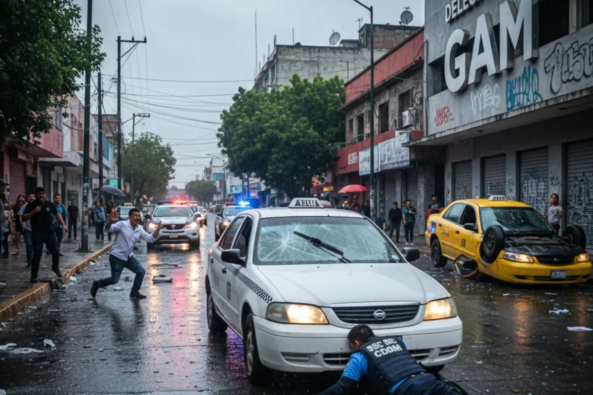 Policía es lastimado por hacer su trabajo. Foto: IA