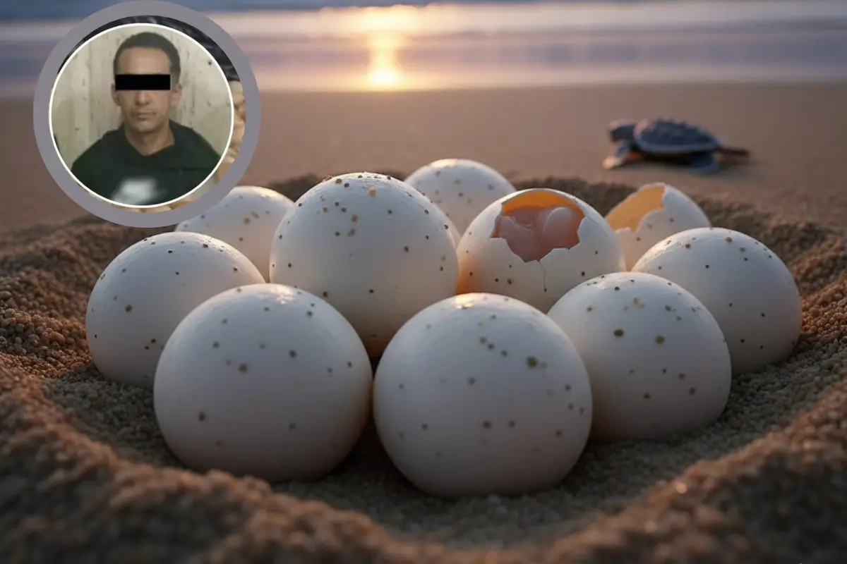 Detienen a hombre que llevaba huevos de tortuga. Foto: IA