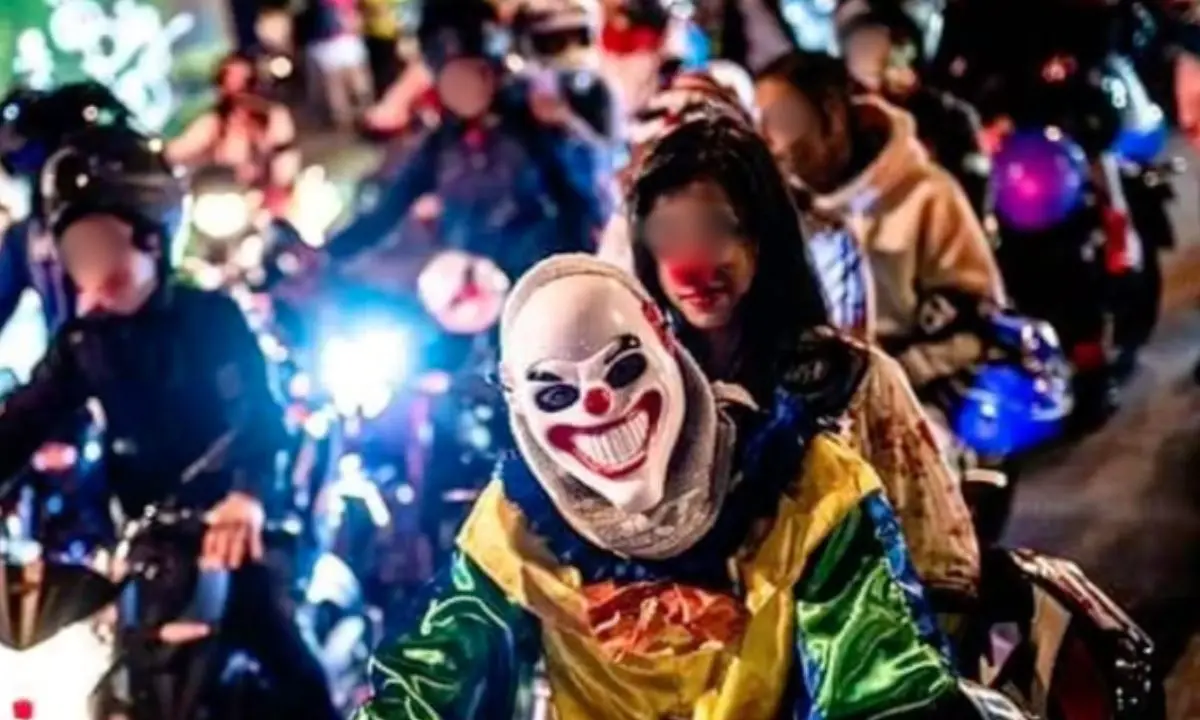 Rodada Motociclista del Terror en CDMX.  Foto: captura TikTok (@STRÔCBIKER)