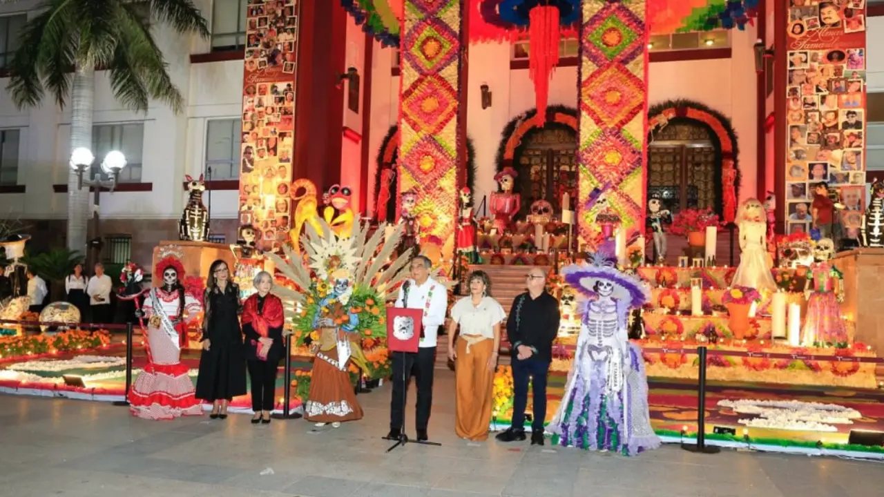 La catrina más bonita fue Flor del Mar López Ruiz, del municipio de Llera | Foto: gobierno de Tamaulipas